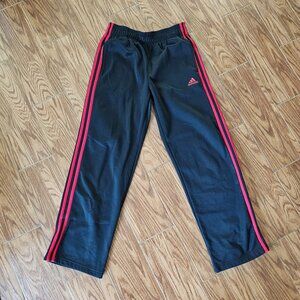 Adidas Boys Track Pants | Black w/ Red Stripes & Logo | Size Large | Athletic